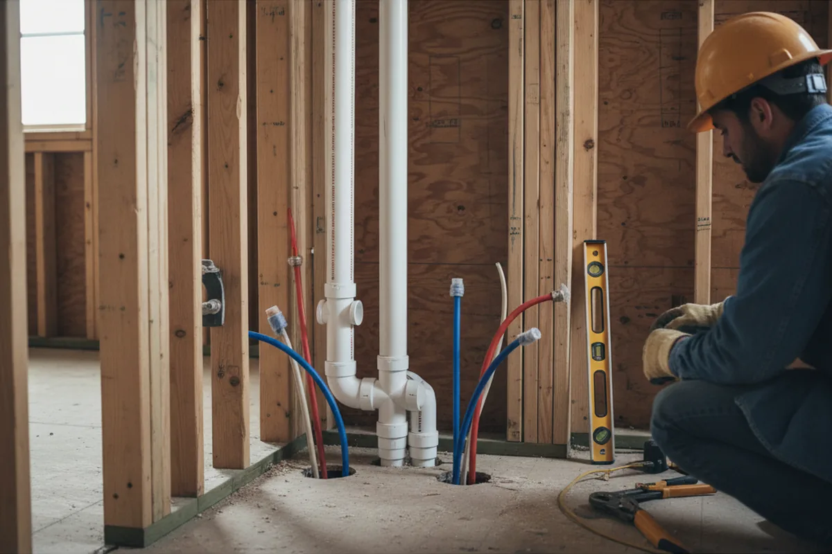 Drain and supply rough-in during Garbage Disposal Repair in Camden